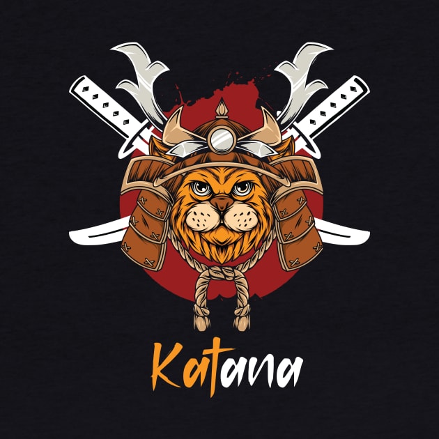 Katana Japanese Cat Samurai Pun by Ampzy